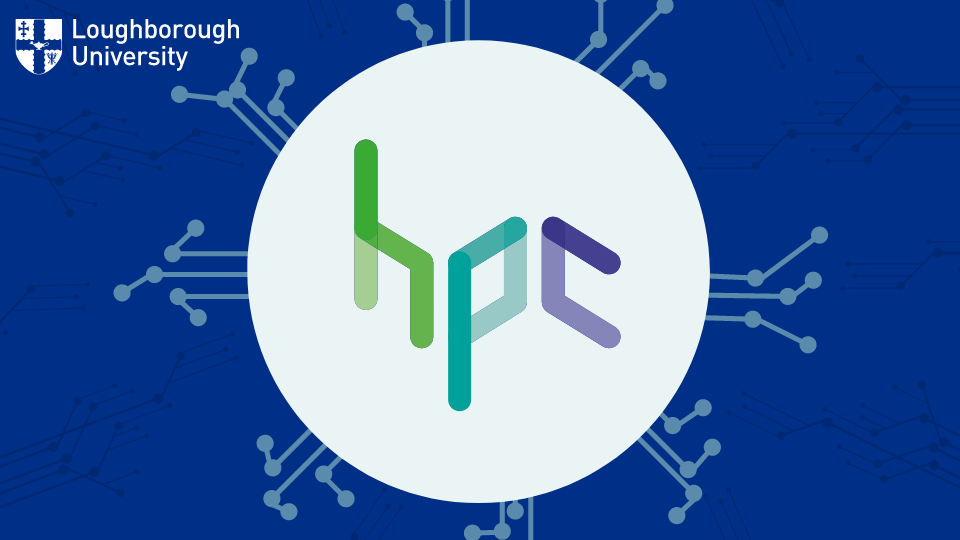 Blue background with white circle in the middle. Letters HPC in the middle of circle.
